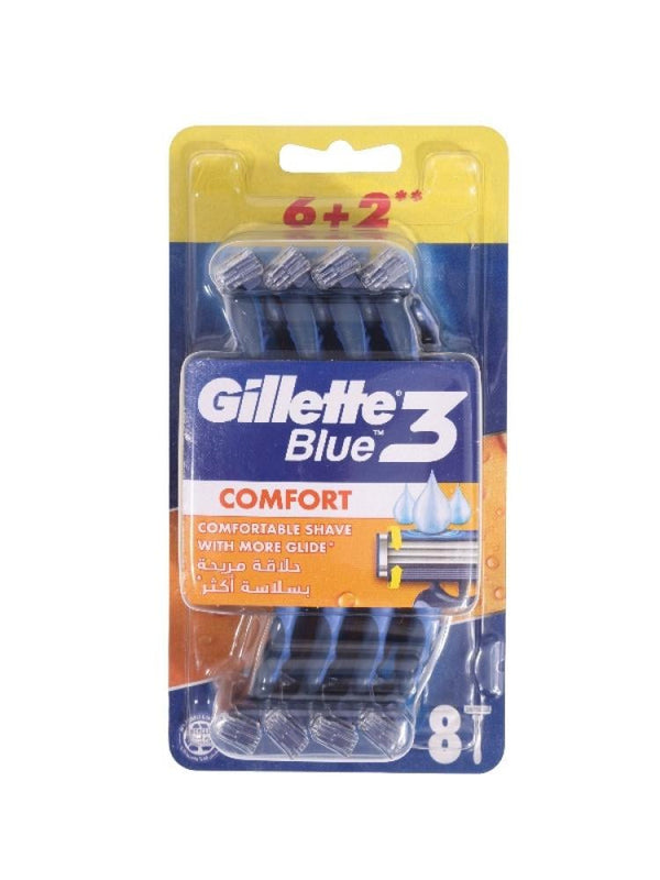 Gillette Blue 3 Comfort Razor Blades - 8 Pieces, Smooth Shave
