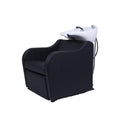 Salon System Washbasin Chair with Black Ceramic Basin and Footrest