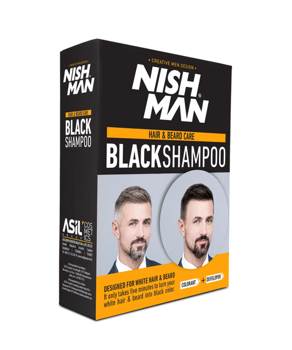 Beard Black Dye Shampoo Grey Coverage Promo Pack Nishman 200ml