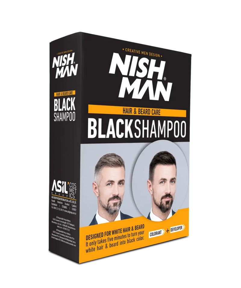 Beard Black Dye Shampoo Grey Coverage Promo Pack Nishman 200ml