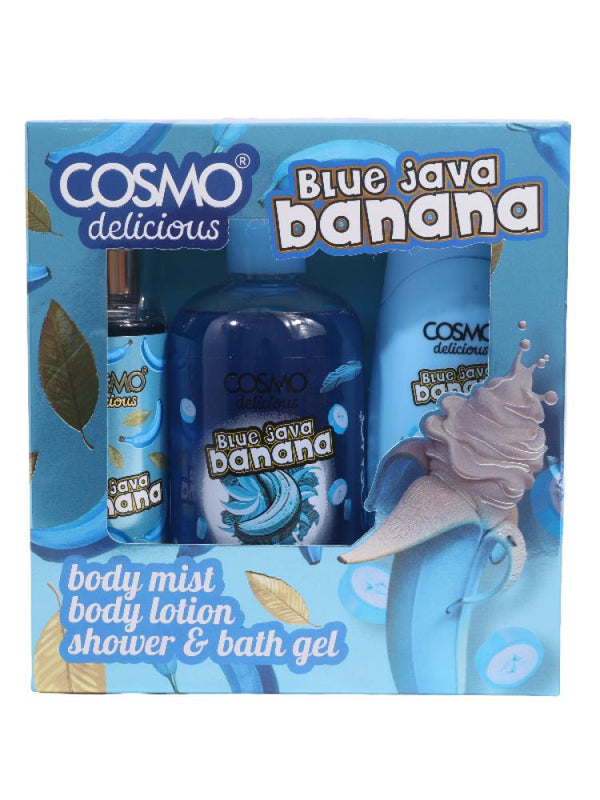 Cosmo Blue Java Banana Body Care Set - Fragrance Mist, Body Lotion, Shower Gel