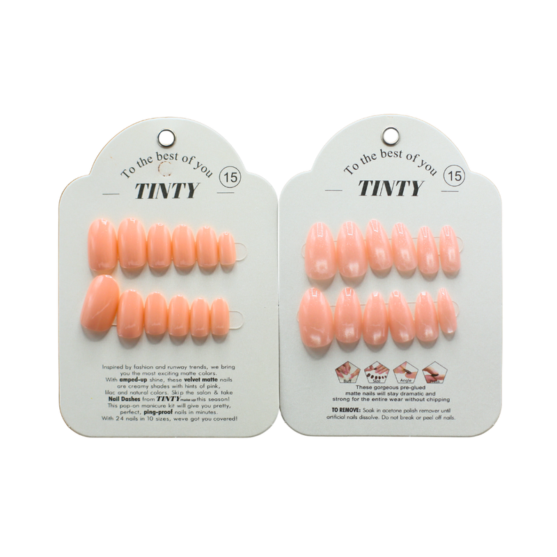 Tinty Artificial Nails with Adhesive, Size 15, Natural Look