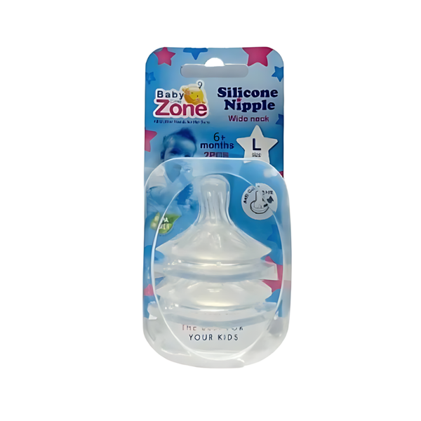 Baby Zone Silicone Feeding Nipples, Fast Flow, Size L, 2-Pack, 6 Months+