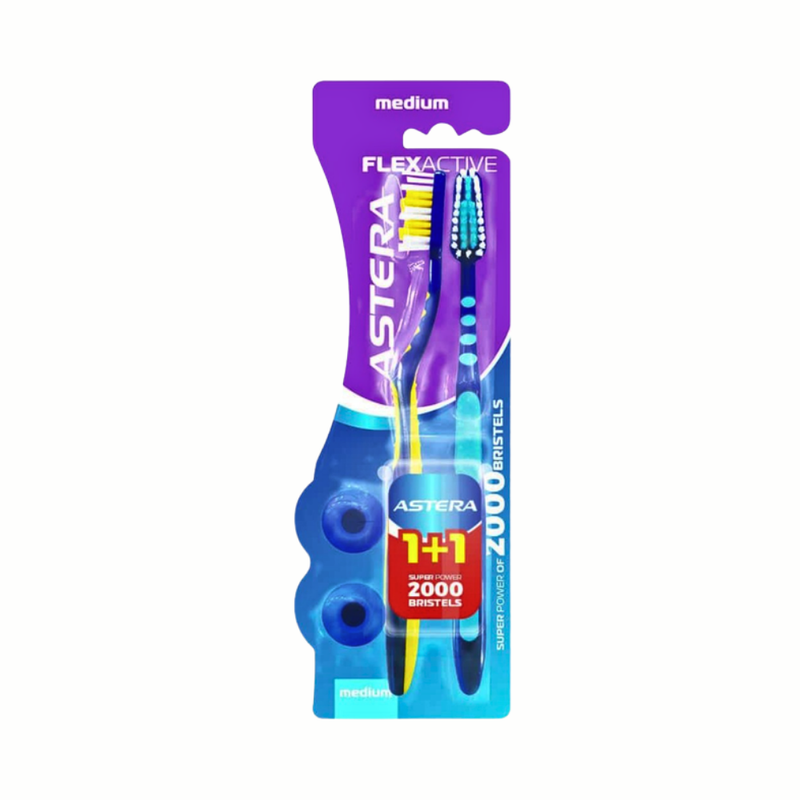 Best Toothbrush 2022 Flex Active Medium Bristles Plaque Removal Astera 2 Pack