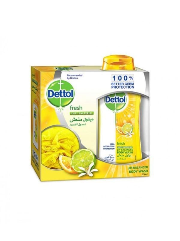 Body Wash with Loofah Refreshing Germ Protection Dettol 250ml