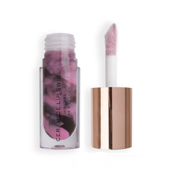 Makeup Revolution Swirl Ceramide Lip Gloss in Cherry Mauve, High-Shine Hydration, 4.5ml