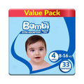 Bambi Size 4 Diapers 8-16kg Economy Pack Leak Protection 33 Pieces