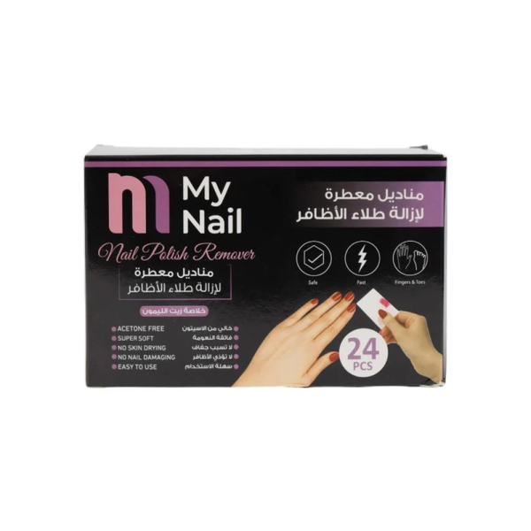 My Nail Lemon Oil Scented Nail Polish Remover Wipes, 24 Count