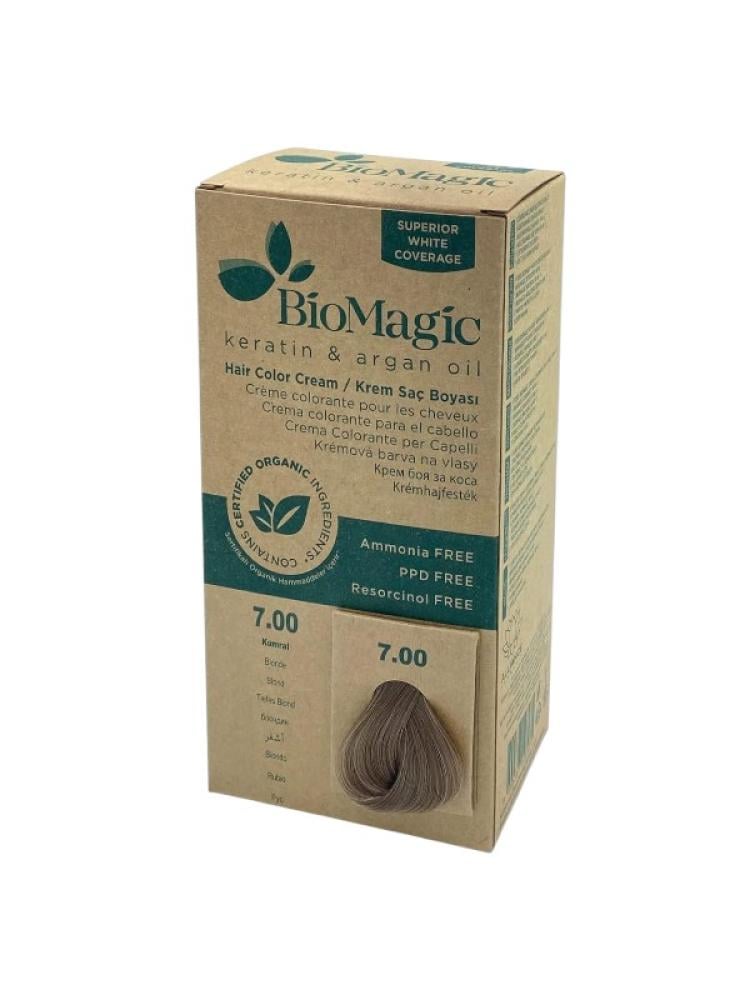 BioMagic Hair Color Cream - Ammonia-Free Keratin Argan Oil - 7.00 Blonde