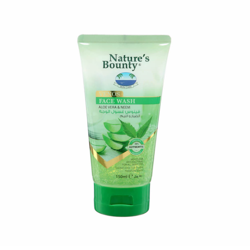 Natures Bounty Aloe Vera & Neem Facial Wash, Antibacterial, 150ml