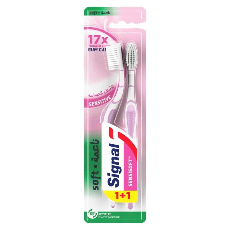 Toothbrush for Sensitive Gums Sensisoft Soft Bristles 1+1 Free Signal