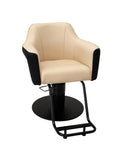 Salon System Women's Cutting Chair Beige/Black with Hydraulic Footrest