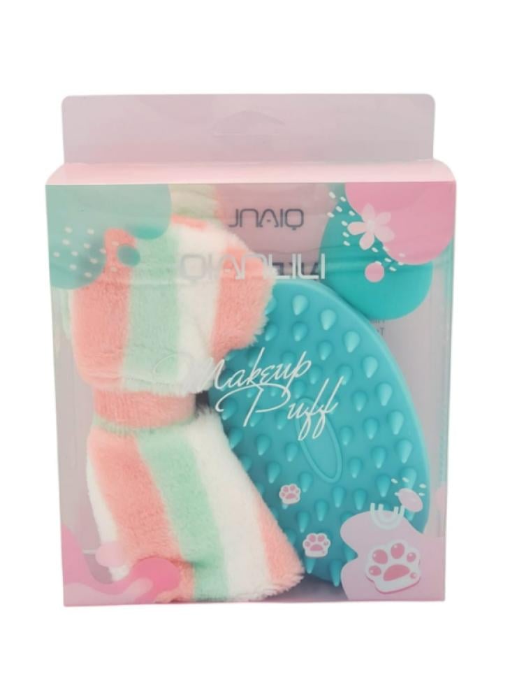 Beauty System Makeup Sponge Set with Hair Tie & Scalp Brush