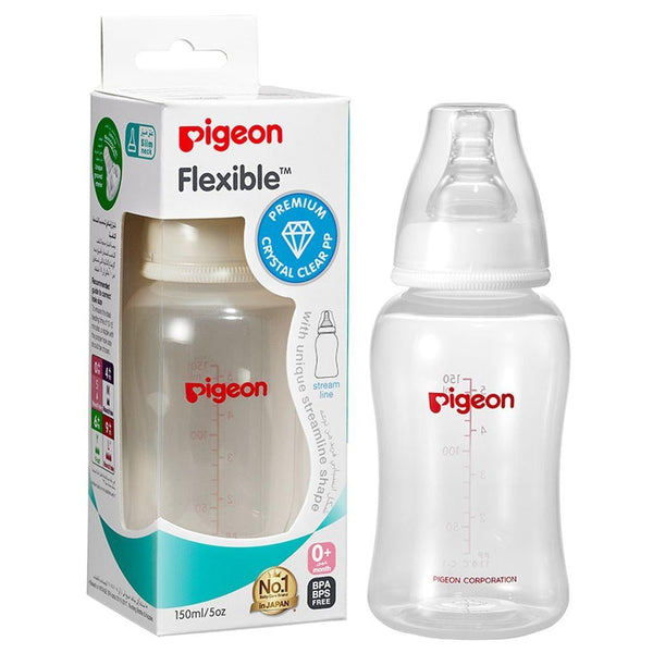 Flexible Streamline Baby Bottle Anti-Bloating Design Pigeon 150ml