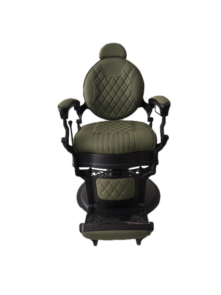 Salon System BX-2963 Barber Chair - Olive Green with Black Iron Base