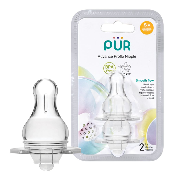 Slow Flow Nipple Bottle Replacement Pur 0-3 Months 2Pcs