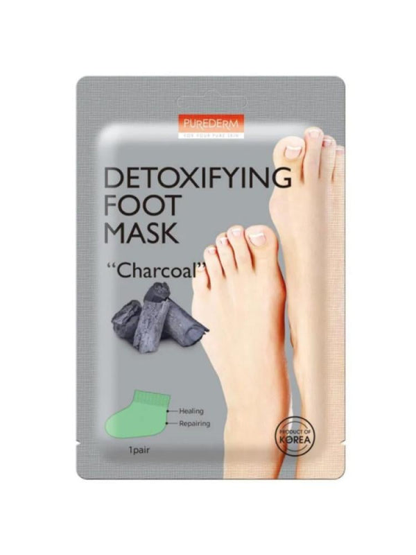 Purederm Charcoal Foot Peel Mask for Exfoliation and Renewal, 1 Piece