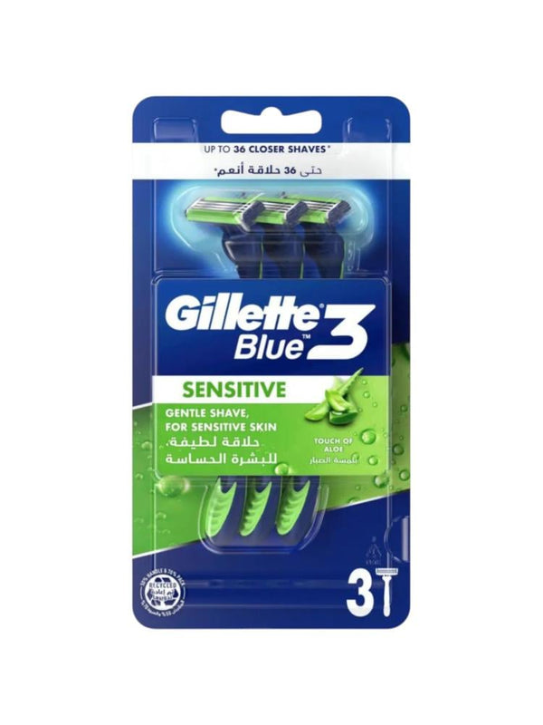 Gillette Blue 3 Plus Gentle Razor for Sensitive Skin - 3 Pieces