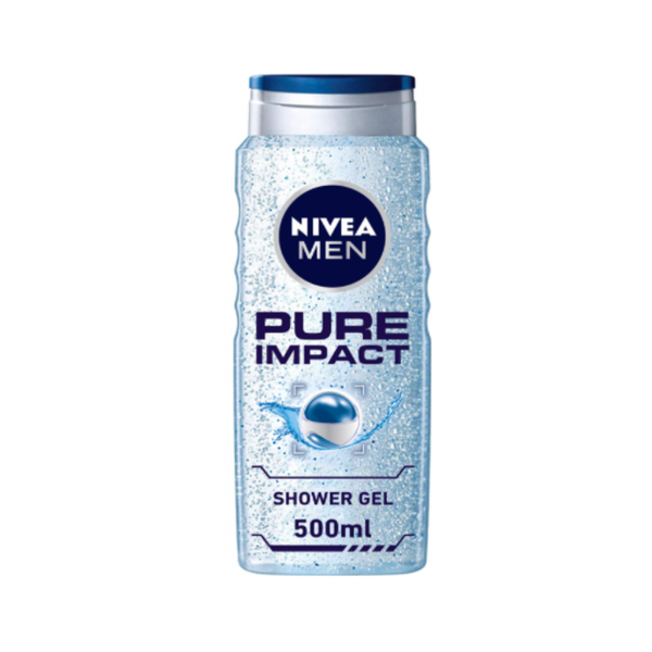 Nivea Men Pure Impact Shower Gel, Charcoal, Micro-Exfoliating, 500ml