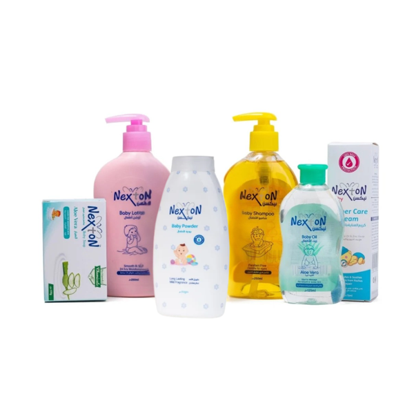 Nexton Newborn Baby Gift Set Aloe Vera Oil Shampoo Lotion Powder Cream Soap 6-Piece