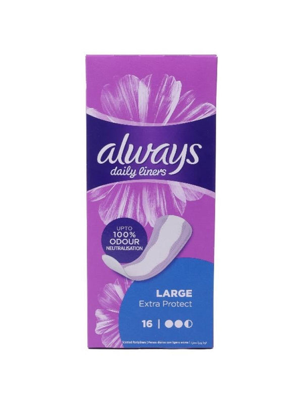 Always Extra Protection Scented Daily Sanitary Pads Large 16-Pack