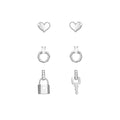 Earrings Set Silver Gemology Rhodium Plated Hypoallergenic Navarro