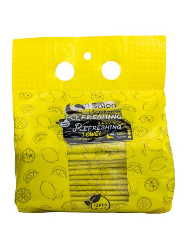 Salon System Refreshing Towelettes Lemon Scent - 12 Count