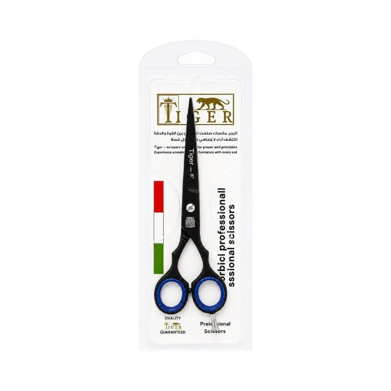 Hair Cutting Scissors Professional Black Steel Laser Sharpened Tiger 6-inch