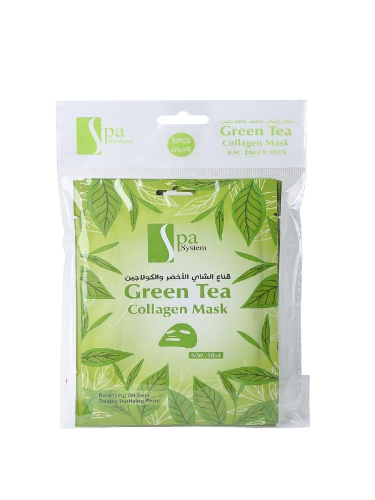 Spa System Green Tea & Collagen Facial Mask - 5 x 28ml