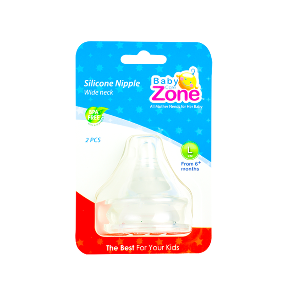 Baby Zone Silicone Feeding Nipple Size L Fast Flow 2 Pack 6 Months+