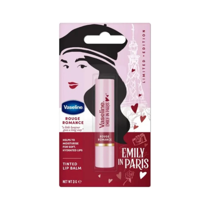 Vaseline Emily in Paris Red Tinted Lip Balm for Moisturizing and Shine, 3g