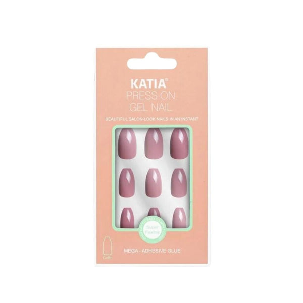 Katia Self-Adhesive Artificial Nails, Coffin Shape, Dark Pink, CK9