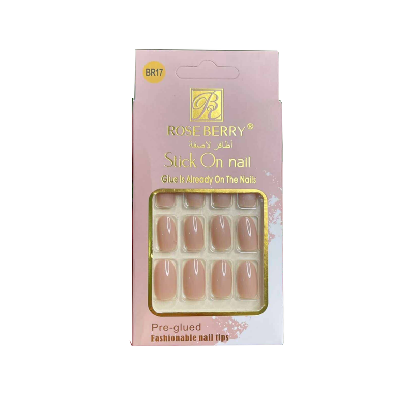 Rose Berry Adhesive Nails Dark Pink Brown 24 Pieces Model Br17