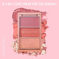 Revolution Blush Palette Aura Points Rose 3-Color Matte Shimmer Face Makeup