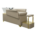 Salon System Beige Hair Washing Chair with Gold Frame & Movable Footrest