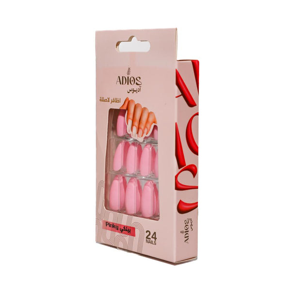 Adios Reusable Adhesive Nails, Press-On Manicure Set, 24 Pieces