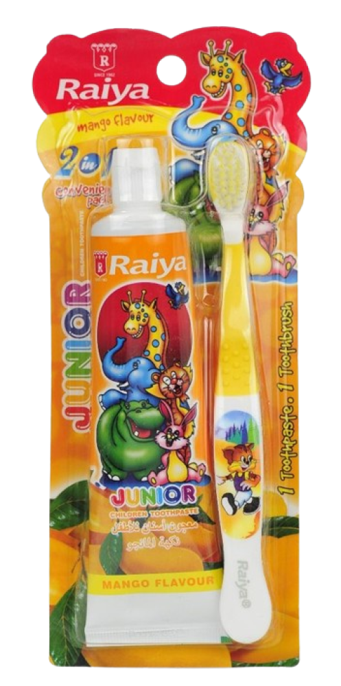 Buy Children's Toothpaste And Toothbrush Set Mango Flavour Raiya 75g