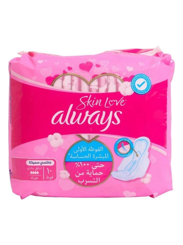Thick Sanitary Pads For Heavy Flow Skin Love Maxi Always 10 Pack
