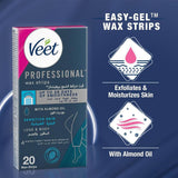 Veet Hair Removal Wax Strips for Sensitive Skin Easy-Gel Formula 20 strips