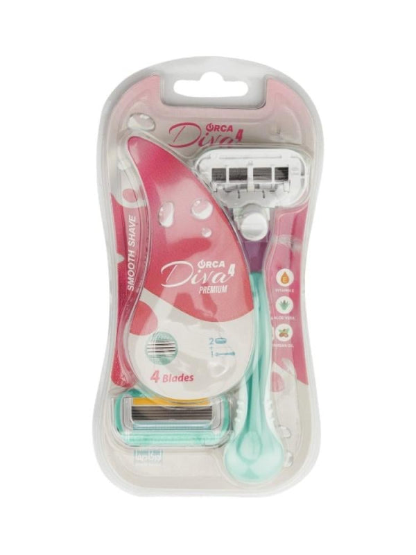 Orca Premium 4-Blade Razor Set - 1 Handle + 3 Blades