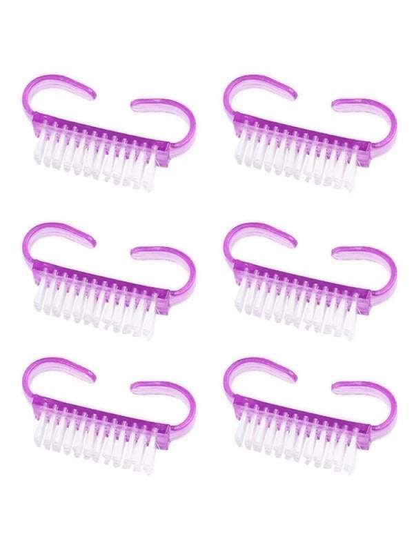 Salon System Nail Brush Set - 6 Pieces for Pedicure & Manicure