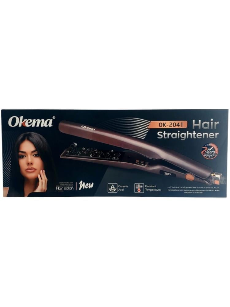 Okema Hair Straightener OK-2041 Ceramic Plates Adjustable Temperature