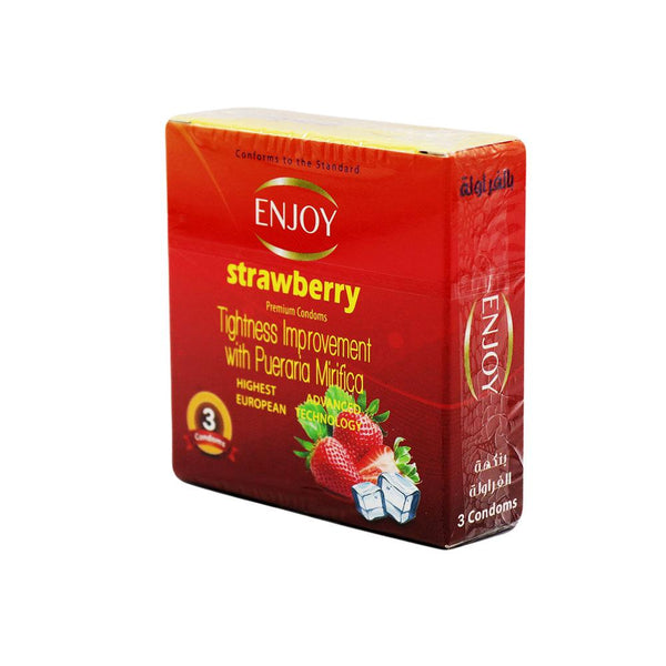 Strawberry Flavoured Condoms Natural Latex Sensual Intimacy Enjoy 3 Pieces