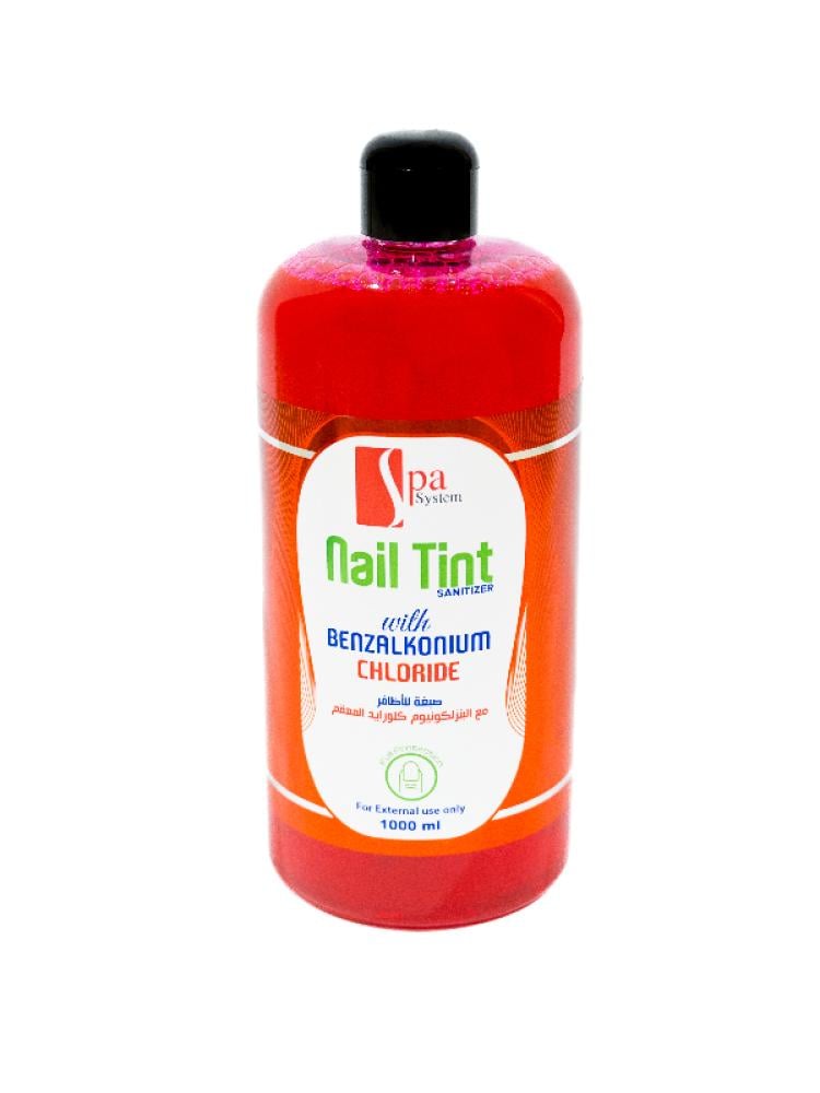 Spa System Colored Nail Sanitizer with Benzalkonium Chloride - Pink, 1000ml