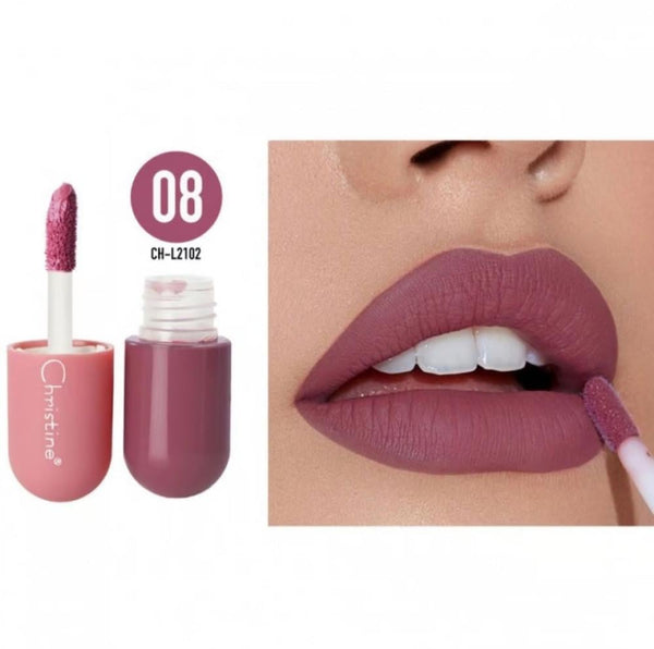 Christine Mini Matte Liquid Lipstick No. 8 Long-Lasting Travel-Size