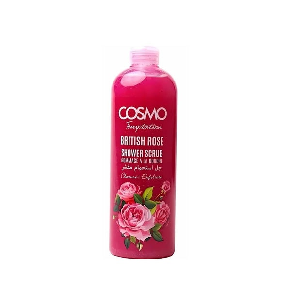 Cosmo British Rose Exfoliating Shower Gel, Moisturizing Body Scrub, 1000ml