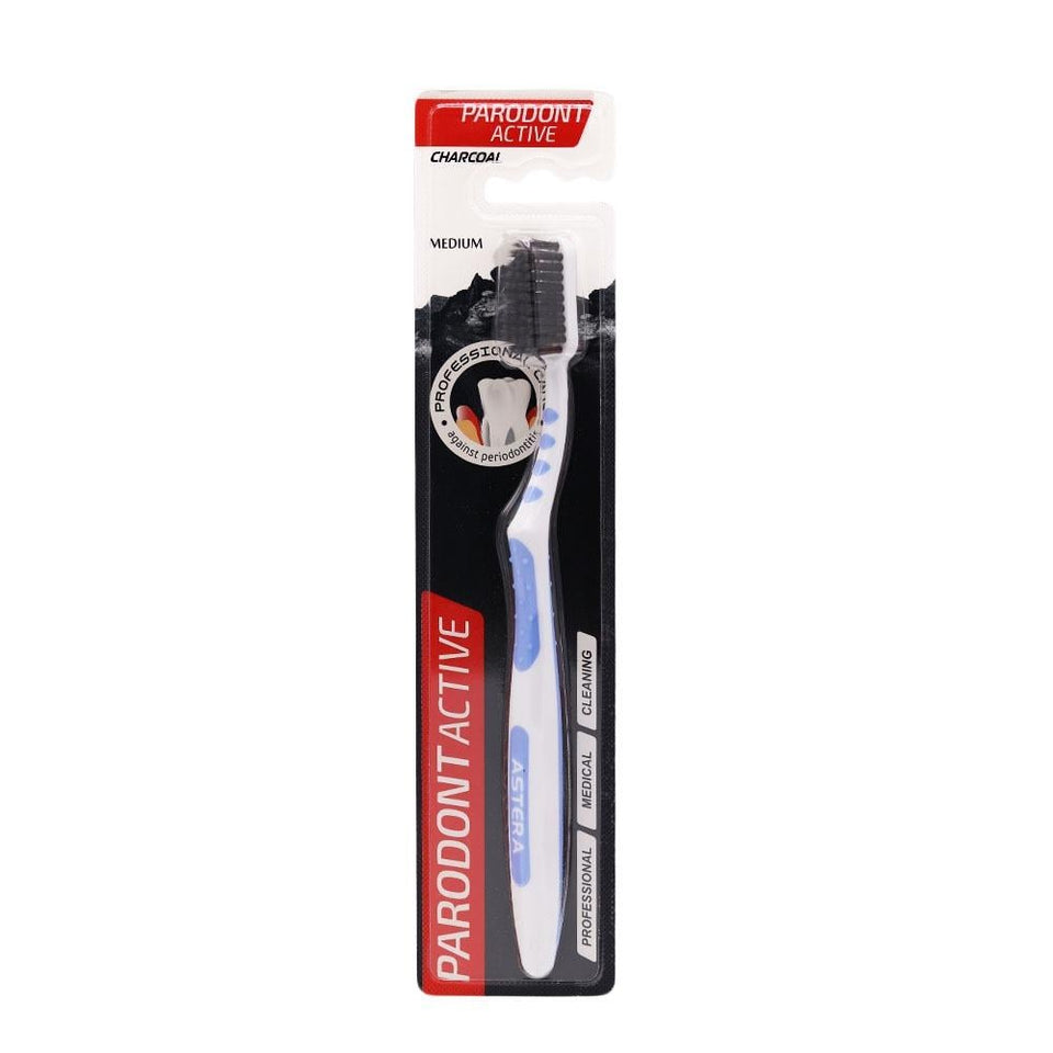 Parodont Active Charcoal Toothbrush Medium Laser Pointed Bristles for Gum Health 1pc