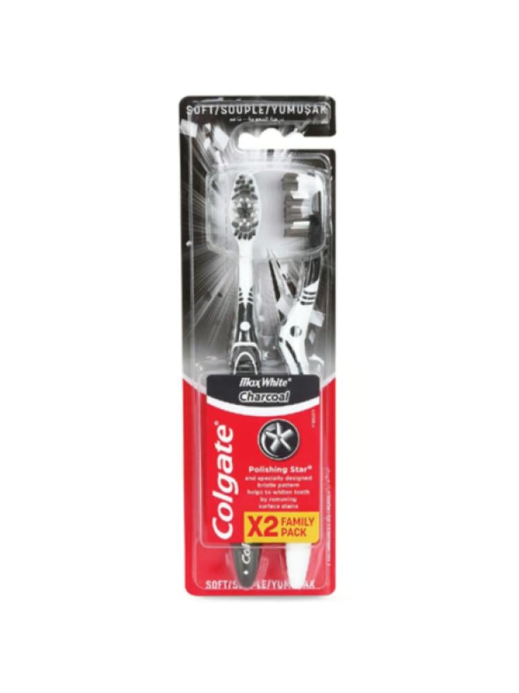 Colgate Max White Charcoal Toothbrush - Family Pack x2