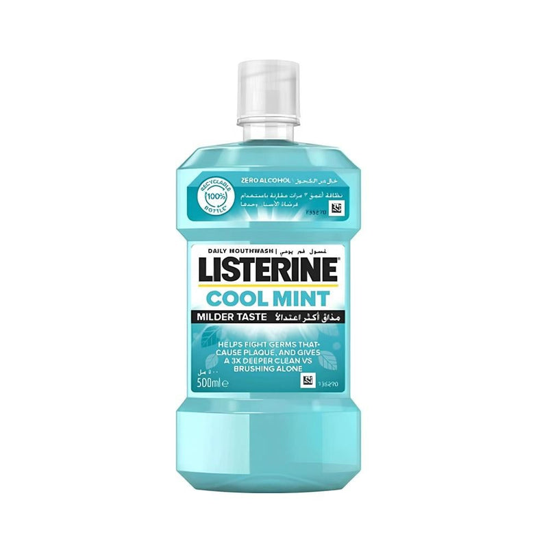 Listerine Cool Mint Mouthwash Alcohol-Free Daily Plaque Reduction 500ml