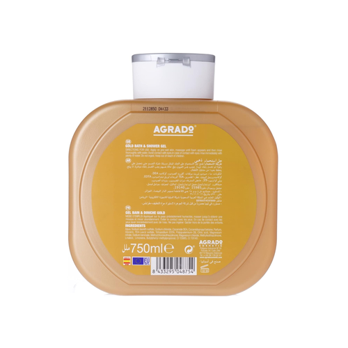 Agrado Gold Moisturizing Shower Gel, Body Wash, 750ml